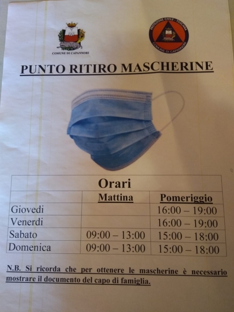 Gragnano, distribuzione mascherine