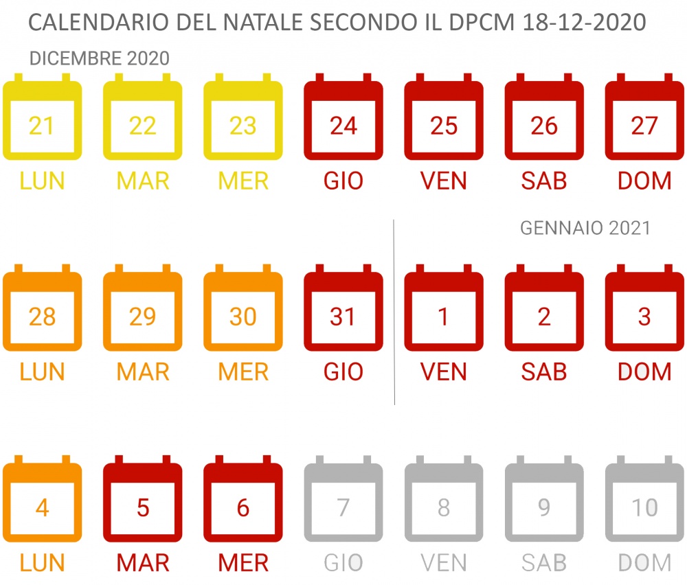 Calendario e misure di sicurezza per il Natale