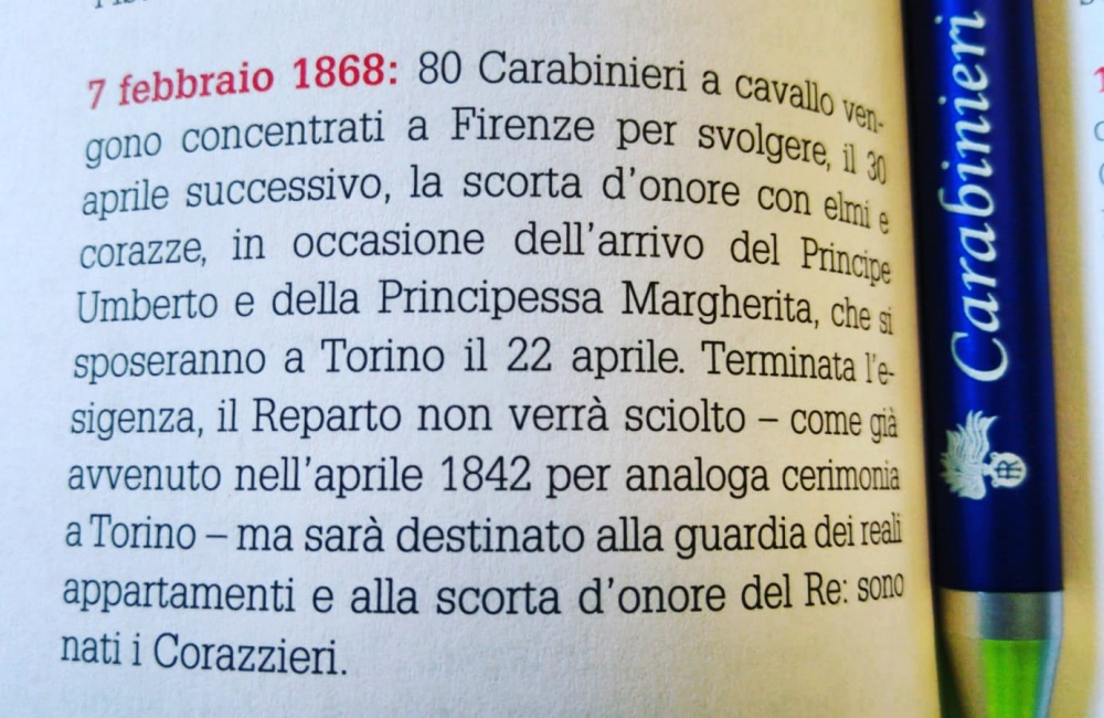 Estratto dall'Agenda 2020 dei Carabinieri