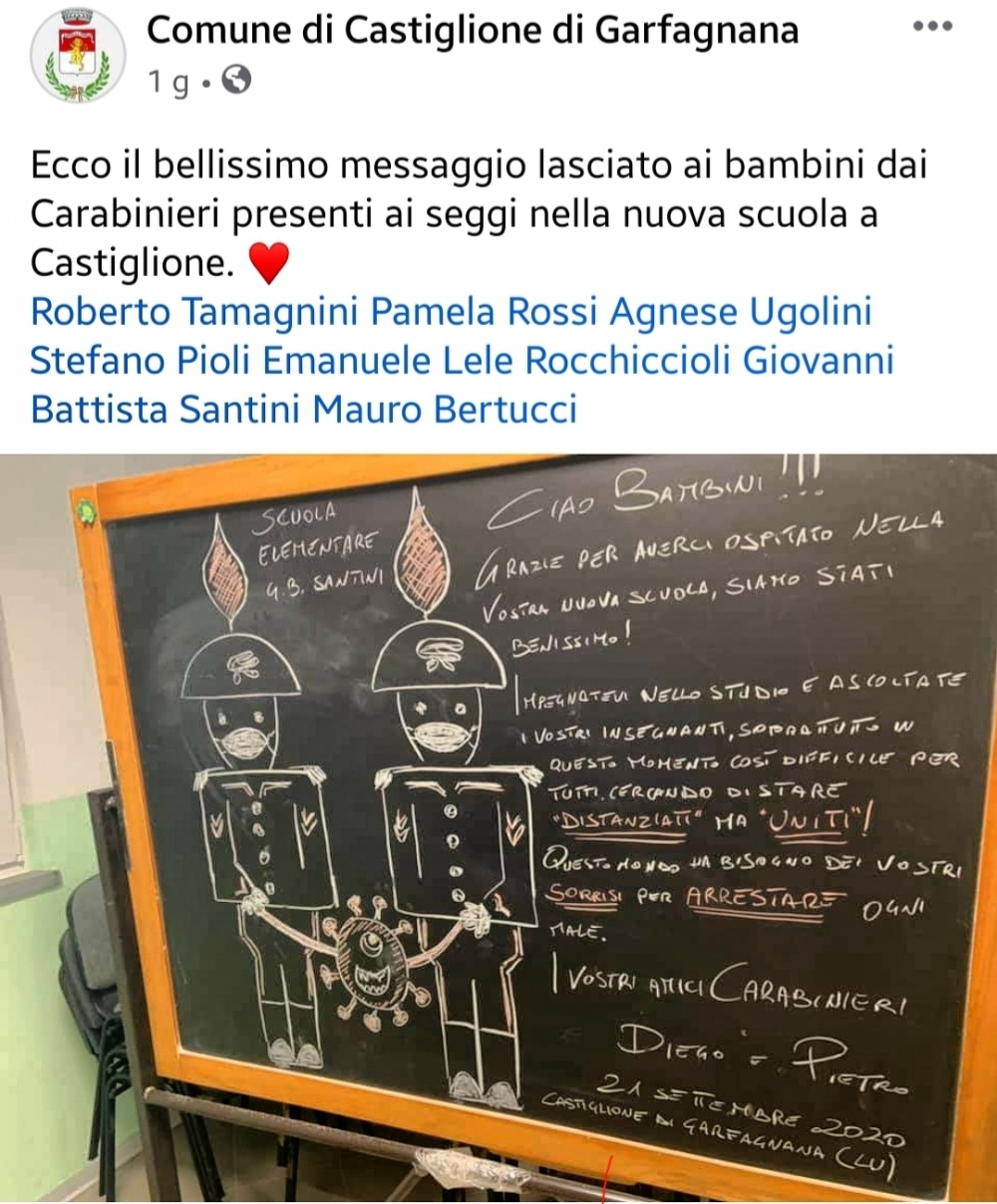 il bellissimo messaggio lasciato ai bambini dai Carabinieri