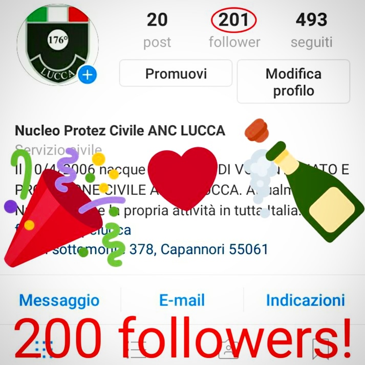 200 followers on Instagram @ancpclucca