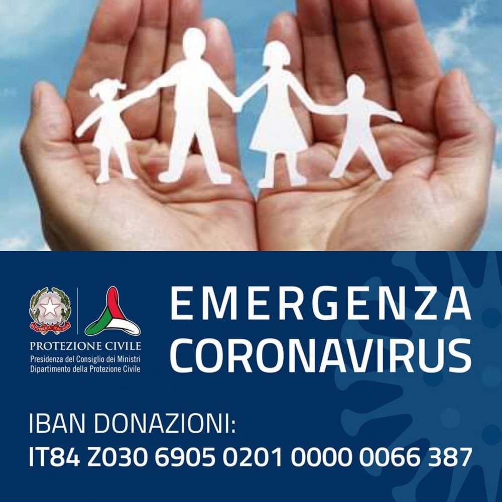 Aperte le donazioni alla Protezione Civile per fronteggiare l'emergenza COVID-19